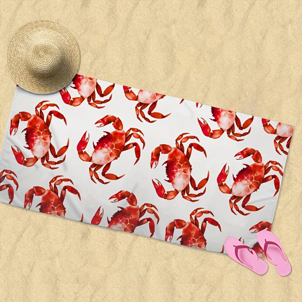 Absorbierendes Strandtuch mit rotem Krabbenmuster, Weich, Schnelltrocknend, Sandfrei für Reiseutensilien