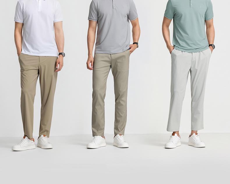 Langdeng Men's Summer Silk Smooth and Refreshing Vinegar Fiber Linen Texture Polo Shirt