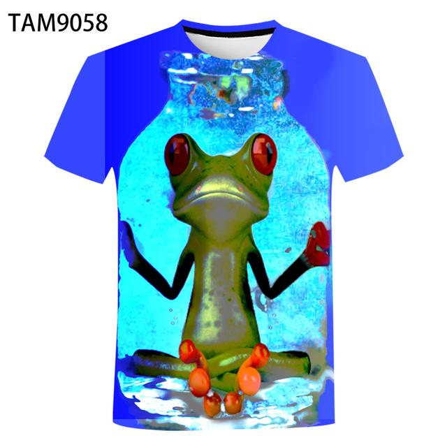 Evropská a americká nová personalizovaná řada Funny Frog 3D tisk Léto Pánské Dámské Tričko nadměrné velikosti Street Styl