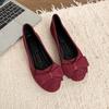Large size flat-bottomed casual single shoes for women's new suede bow round head beanie shoes for women
