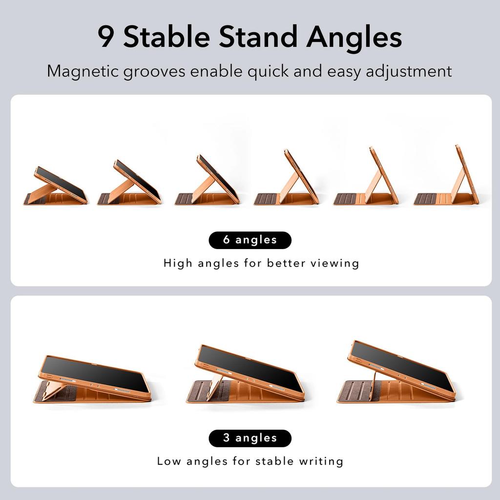 ESR iPad Pro Case Exclusive Rotating Case with Removable Magnetic 9 Adjustable Angle Rugged Shift Brown 12.9 (2022/2021, 6th/5th Generation) Cover,