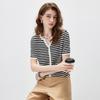 Women's Linen Blend Striped Short Sleeve Knit Top