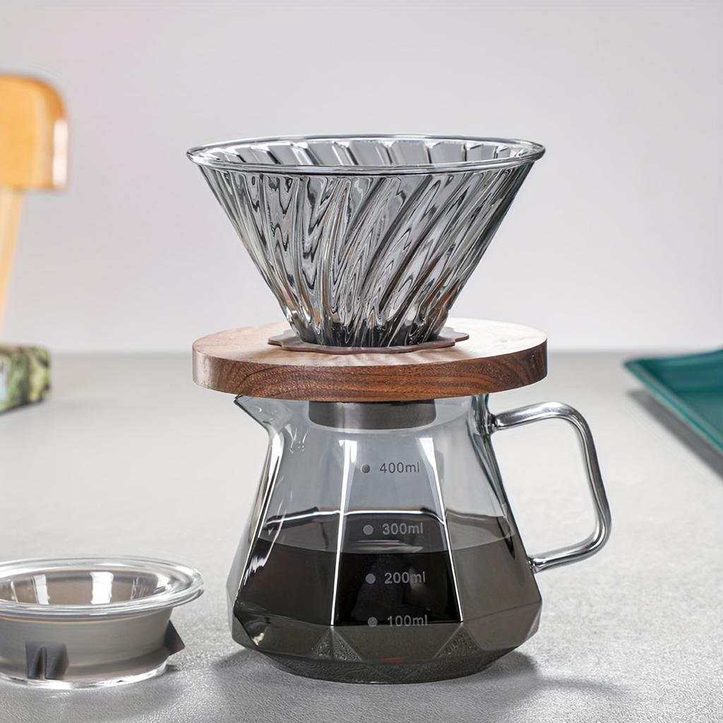 Elegant Diamond-Patterned Pour Over Coffee Maker with Reusable Filter - Clear Glass Carafe, Heat-Resistant & Easy to Clean