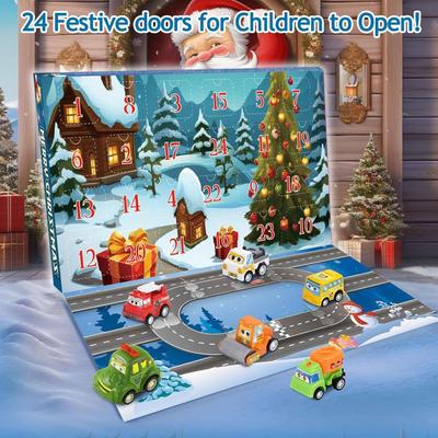 2025 Christmas Countdown Calendar 24 Days Pull Back Car Toy Advent Calendar for Kids Toddlers Christmas Gifts Vehicle Model Toys