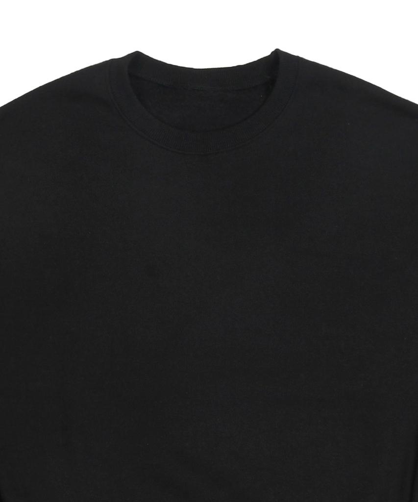 GRAVER [Unisex] Elbow Multiflower Drawing Smile Sweatshirt_Black