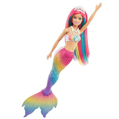 barbie Rainbow Colorful Mermaid Dress Up Barbie Doll Ages 3 and Up Rainbow GTF89 Magic! Doll/House