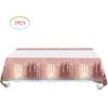 2Pcs Pink Rose Gold Birthday Tablecloth and Table Cover for Girls and Women (71in x 42in)