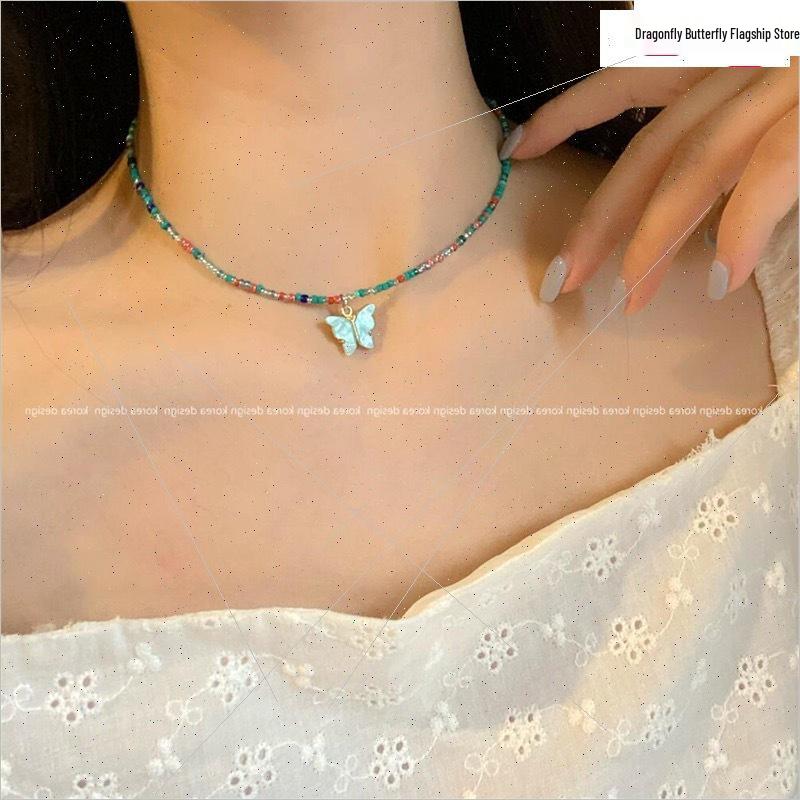 2023 Bonbonfarben Dopamin Liebe Perlenkette: Trendiges, vielseitiges, schickes Schlüsselbein-Accessoire für Frauen