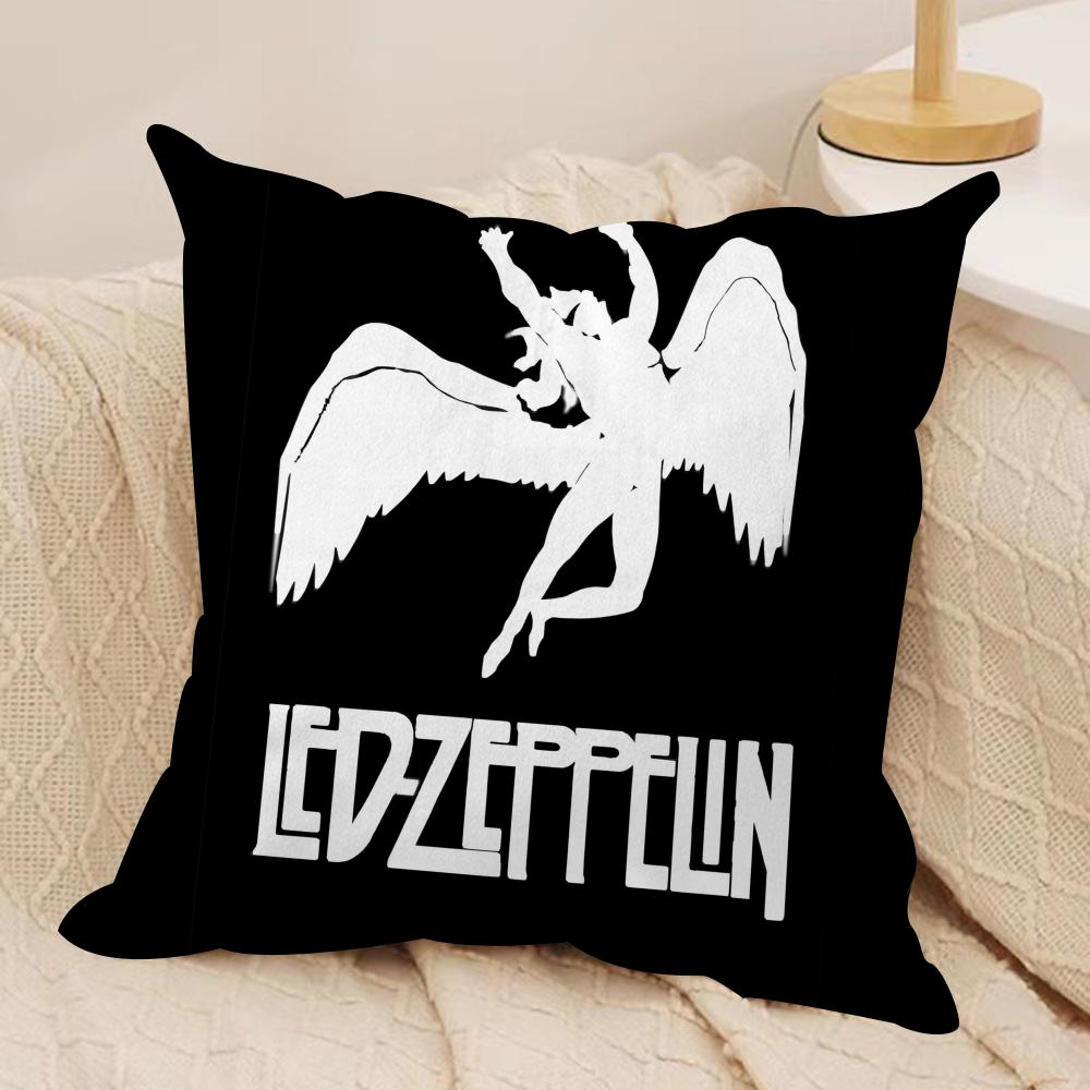 Band Lled Zzeppelin Cushion Cover Silky Short Plush Sofa Pillow Cover Hidden Zipper Soft Dustproof Case for Home Decor