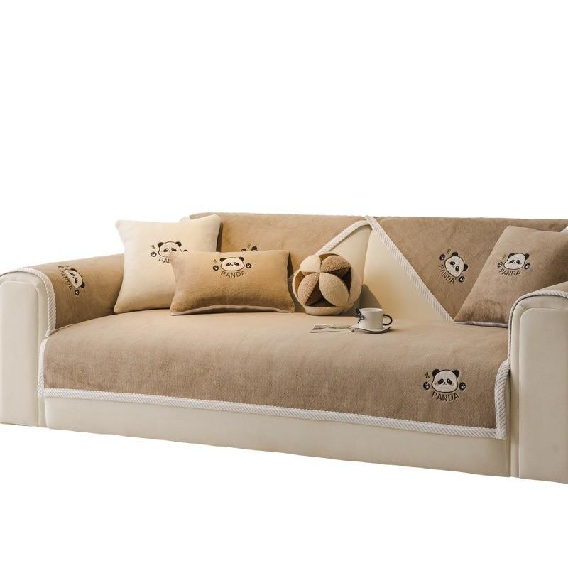 New Milk Fleece Sofa Cushion Autumn And Winter Plush Cartoon Seat Cushion Fixed Non-Slip Sofa Cover Winter Cover