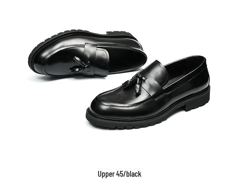 Genuine Leather Tassel Loafers: Men's British Style, Thick-Soled, Slip-On Formal Shoes