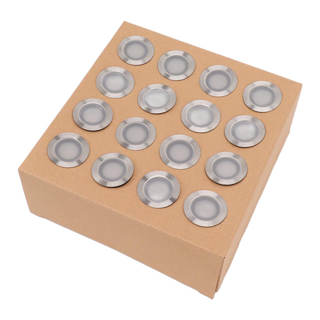 16PCS LED Deck Light Stainless Steel PC IP67 Waterproof In Ground Lamp for Garden Yard Stair