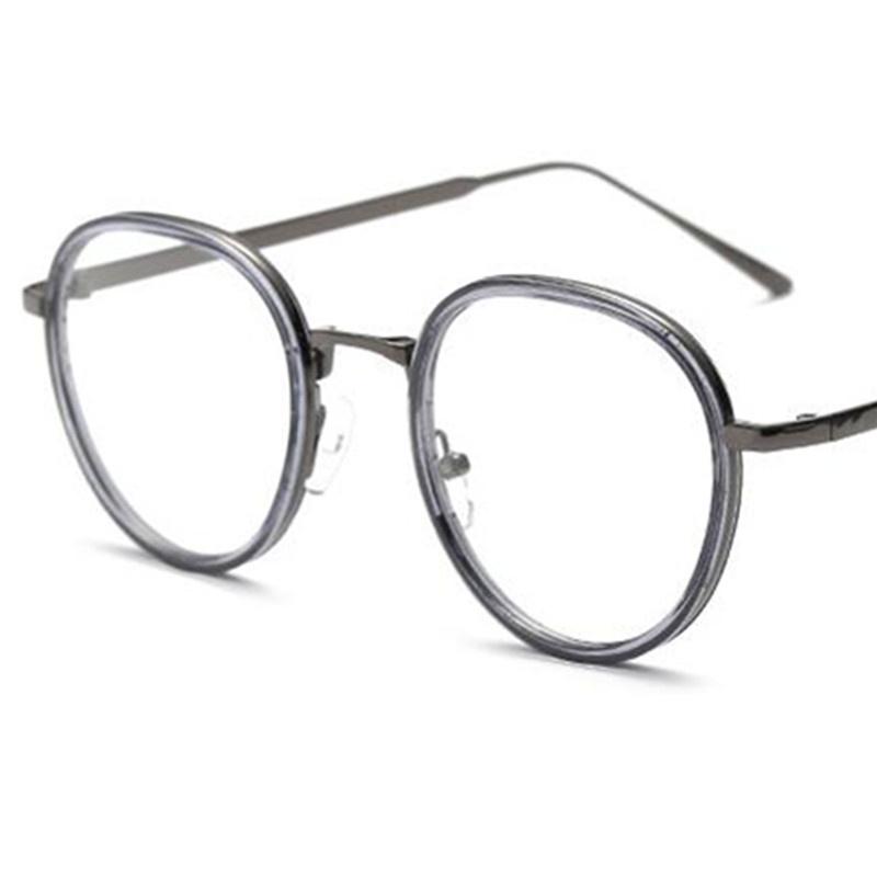 Fashion Optical Glasses Unisex Retro Round Frame Eyeglasses Alloy Temples Spectacles Simplity Clear Lens Eyewear