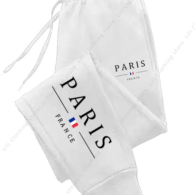

New Hot Sale PARIS Jogger Pants for Women s Trousers High Quality Autumn Winter Fleece Casual Sports Sweatpants Women Pants XS белый