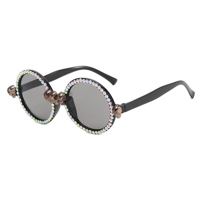Fashion Round Frame Sunglasses, Personalized Tiled Skull Shape Glasses, Sunglasses