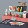 Kids Shopping Cash Register Toys Mini Supermarket Set Simulation Food Calculation Checkout Counter Pretend Play Toy For Children
