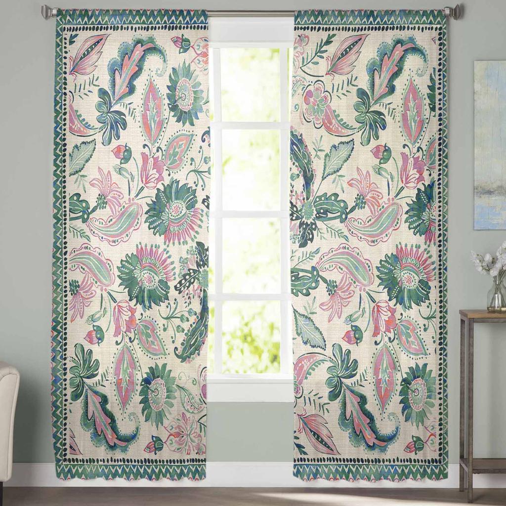 Famous Ethnic Flower Fantasy Paisley Sheer Curtains for Kids Bedroom Living Room Voile Window Curtains Tulle Drapes