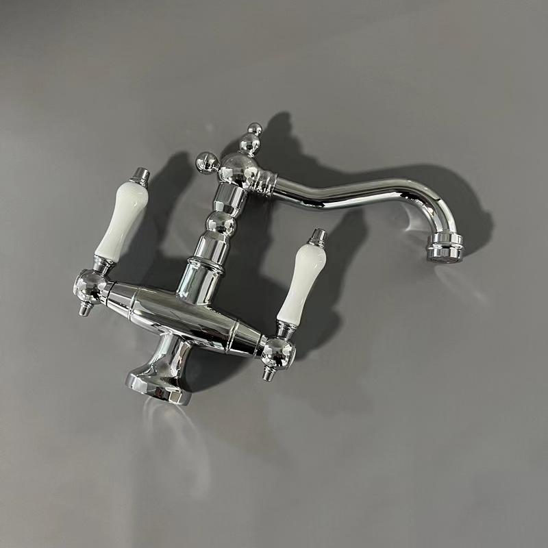 French vintage Faucet European Gold Double handle Faucet Bathroom sink faucet ceramic Single Hole Hot and Cold Faucet 66035