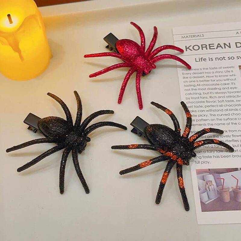 1Pc Ghost Cosplay Supply Black Spider Hairpin For Home Halloween Party Girl Hair Clip Barrettes Hair Accessories Party Supplies