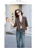 Women's Trendy Loose-Fit Sheepskin Leather Jacket - Hong Kong & Korean Style, Short & Casual, Small Size.