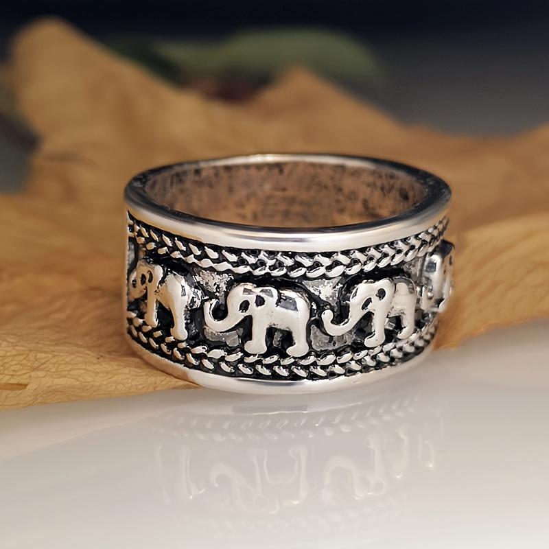 

Классическое кольцо цвета античного серебра из цинкового сплава с узором слона, модное, свадебное, для вечеринок, подарки 8