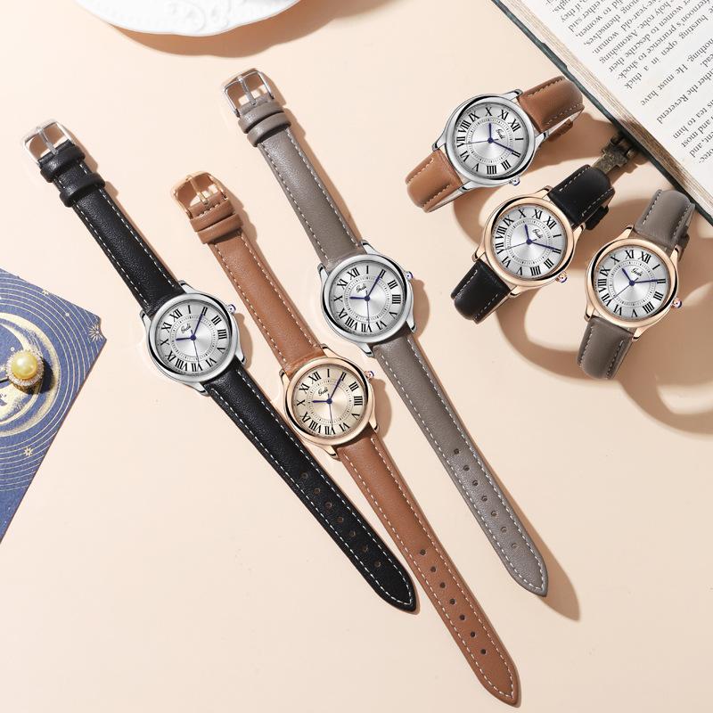 European Retro Women'S Watch Roman Temperament Versatile Belt Watch Light Luxury Niche High-End Quartz Watch