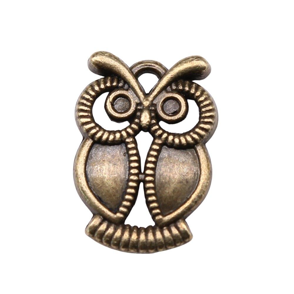 

10 шт., брелок-брелок с подвесками в виде совы, аксессуары цвета античной бронзы, 22х15 мм