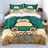 Custom Name Cute Pokemon Snorlax Printed Bedding Set Exquisite Bedding For Double And Single Beds Kids Bedroom 3-Piece Set Gift