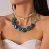 Vintage Geometric Double Layer Necklace Retro Design Acrylic Pendant Necckahin For Women Fashion Jewelry Gift