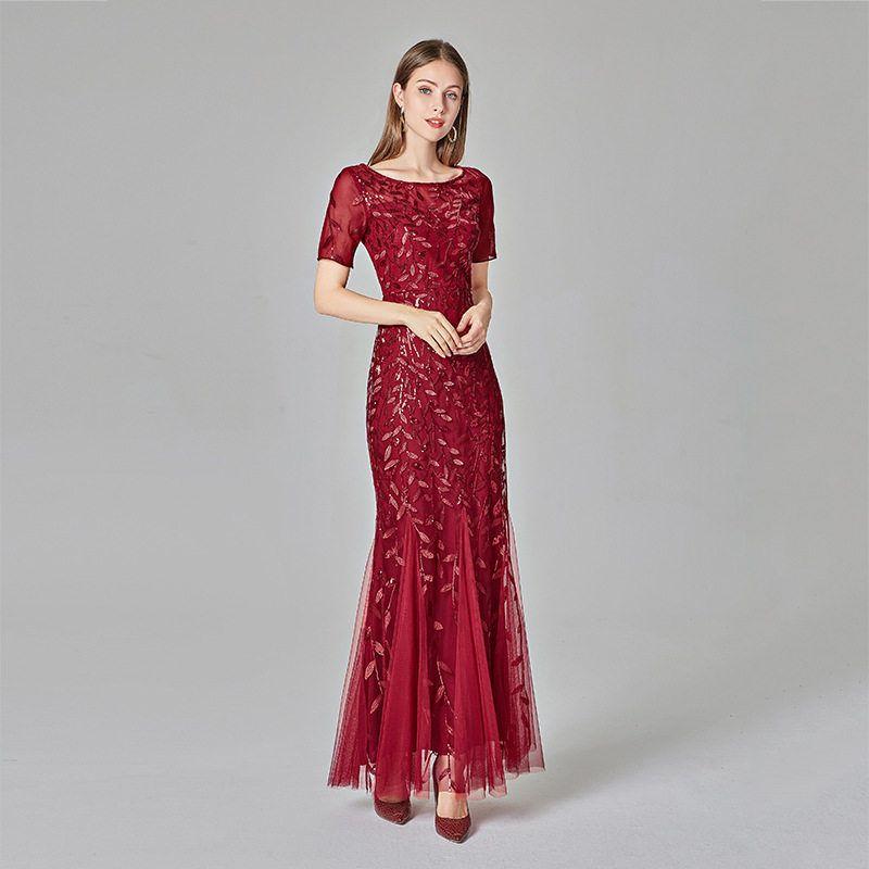 Sequin Party Evening Dress Women Long Dresses Evening Gown Long Dress Burgundy 16
