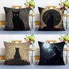 Cartoon Black Cool Cat Pattern Pillow Case Printing Pillowcase Living Room Sofa Cushion Cover Bedroom Room Decor