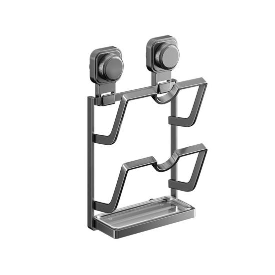 Wall-Mounted Pot Lid Holder Suction Cup Kitchen Pot Lid Organizer Pan Lid Storage Rack with Removable Drip Tray for Cutting Board