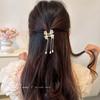 Pearl bow tassel hairpin female summer shark clip Internet celebrity same super fairy grab clip headdress