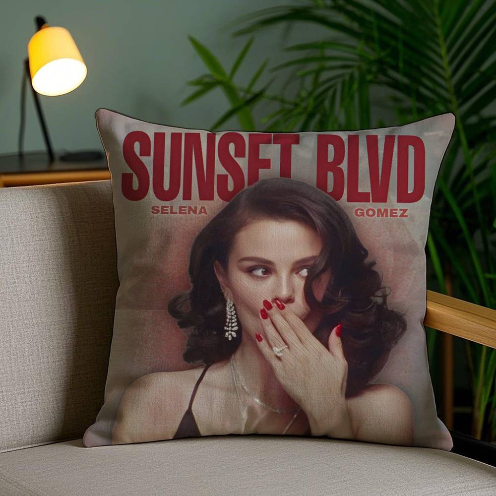 Hot Singer S-Selena G-Gomez Pillow Case Home Dorm Chair Back Short Plush Double-Sided Printing Office Nap Time Cushion Cover