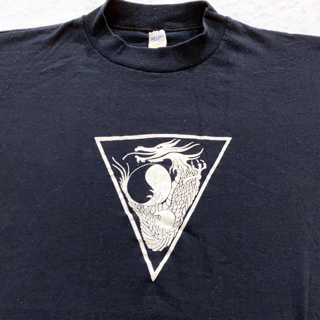 Vintage 80s YIN YANG DRAGON T-Shirt XS T-Shirt Thin Sword Karate Japan