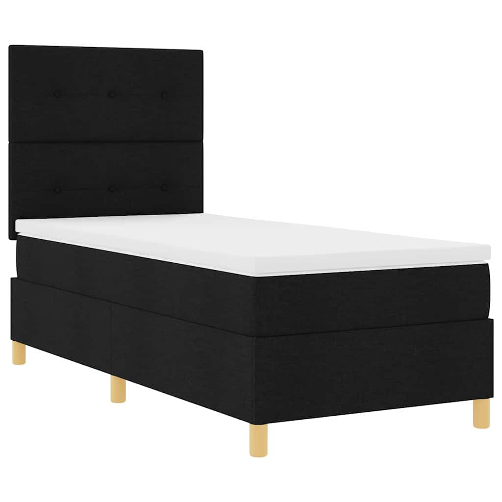 Boxspring Bed with Headboard Black 100 x 200 cm Fabric