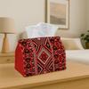 1pc Red Tribal Tissue Box Holder - Ethnic Geometric Fabric Organizer Suitable for Home & Car, Decorative Napkin Dispenser with Storage, for Kitchen, D