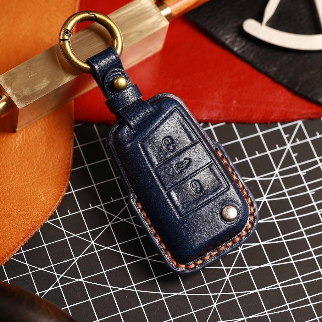 Leder Autoschlüssel Hülle Abdeckung Schlüsselanhänger Zubehör für Volkswagen Vw Golf 7 CC 280 330 Touran Lamando Sportsvan Passat Schlüsselanhänger Halter