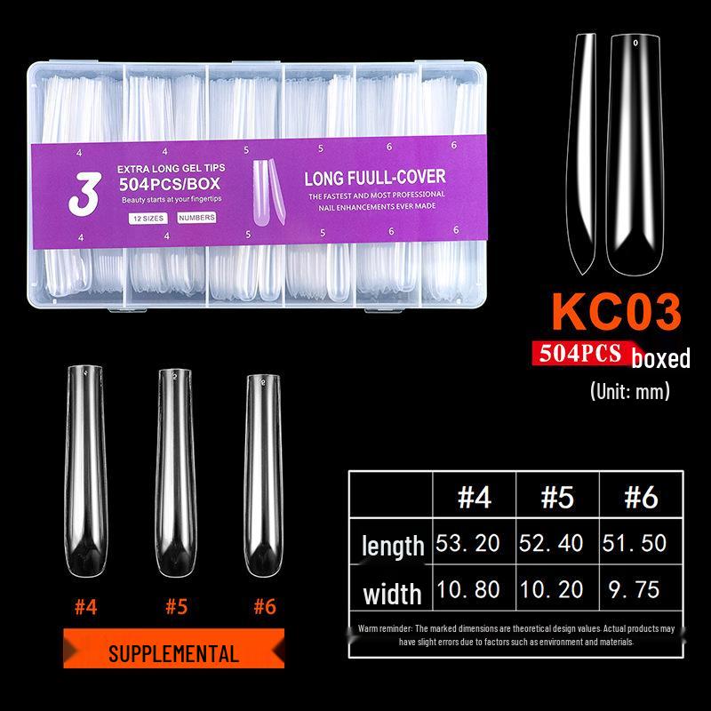 Extra Long Transparent XXL Ballet Trapezoid Nail Tips with Stickers