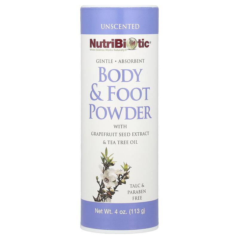 Body & Foot Powder with Grapefruit Seed Extract & Tea Tree Oil, Unscented, 4 Oz (113 G)