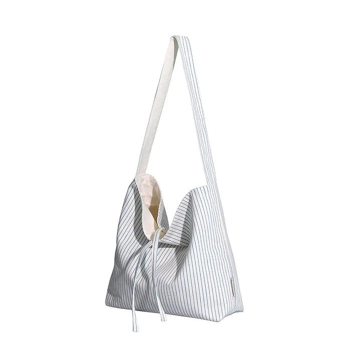 Plain Easy Reversible Shoulder Bag - Striped Ivory