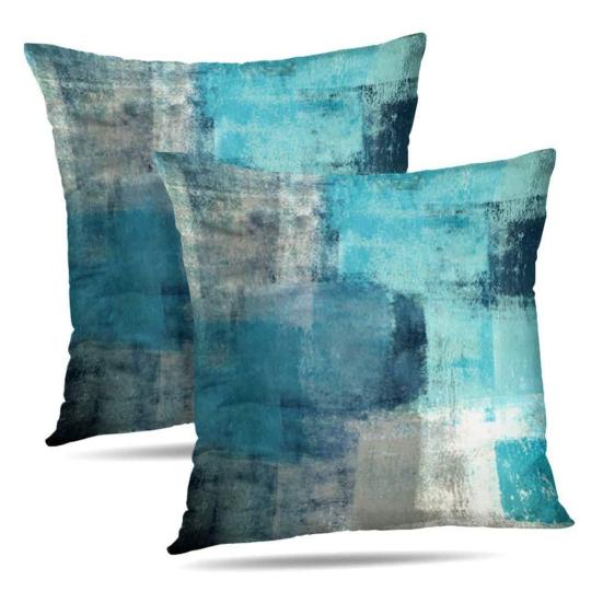 Pillow Covers with Zipper Set of 2 Oil Painting Throw Pillowcases Breathable All-season Pillowslip Abstract Art Decorative Cushion Case for Couch Bed