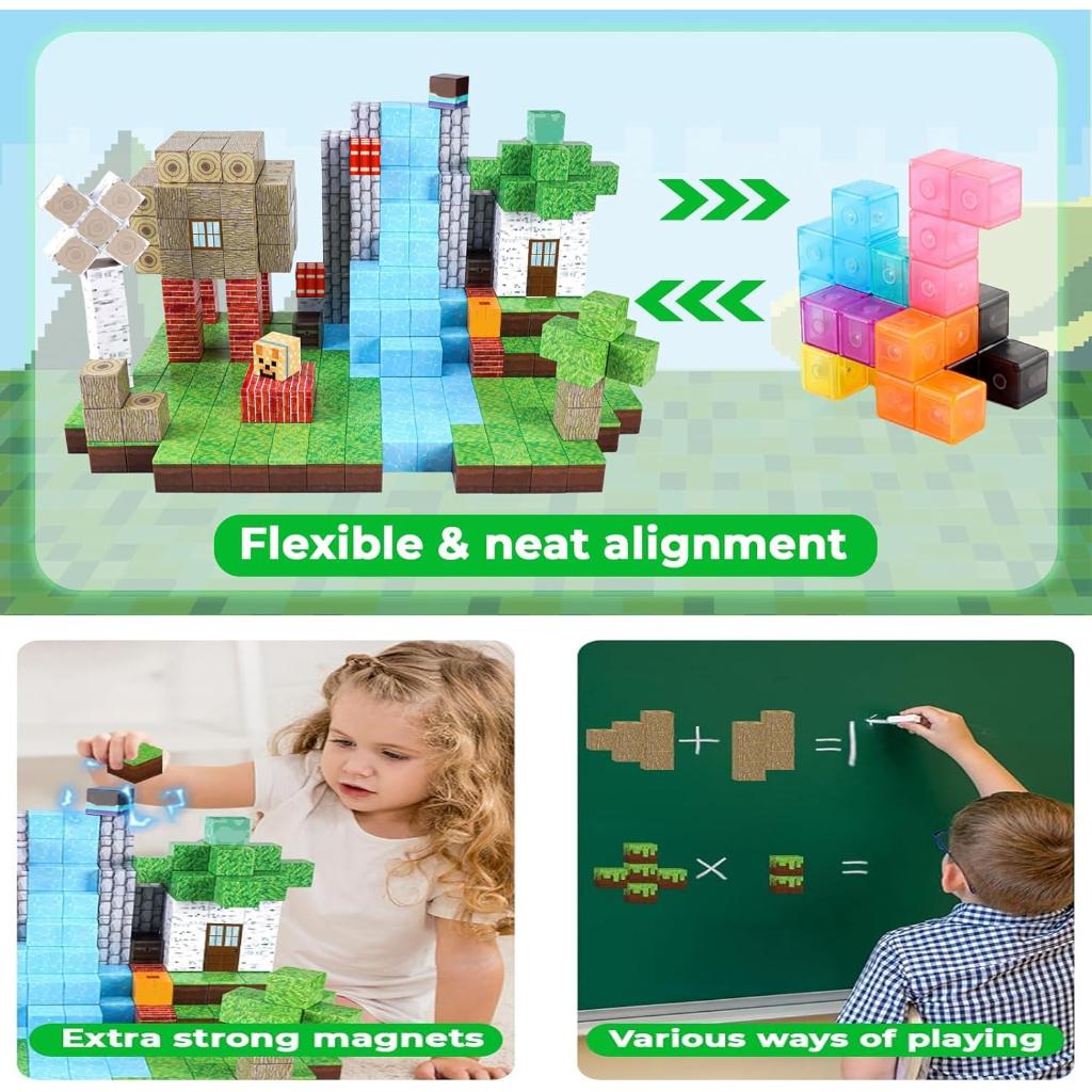 New Magnetic Building Blocks Mine World Magnetic Cozy Forest Cabin Construction Brick Cube STEM Boy Girl Children Toy Set Gift