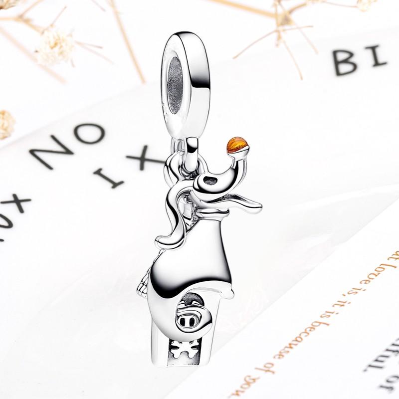 DIY Sparkling Paw Print Charm Beads for Pet Cat Dog Bracelets Jewelry Gifts Accessories