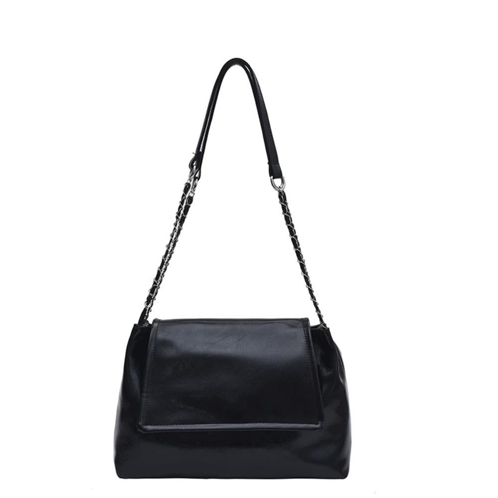 Large Capacity Boston Crossbody Bag Classic Women Tote Handbag Simple Leather Shoulder Bag Lady чёрный
