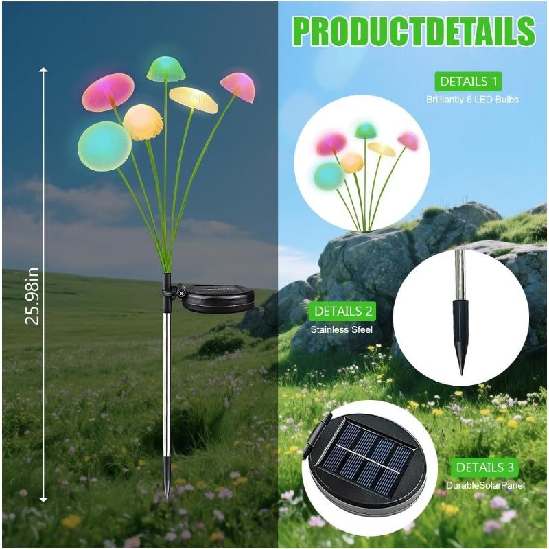 6LED/8LED/10LED Solar Mushroom Lights Outdoor Waterproof Garden Decor, 4-Color Landscape Lighting for Patio Lawn, Starlight Bulbs Ideal Gift