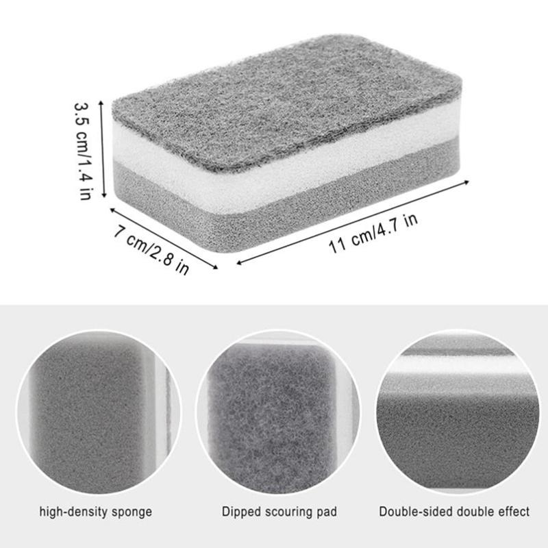 New 20-1PC Double-sided Cleaning Sponges Pan Pot Cleaning and Maintenance Washing Sponges Household Scouring Pad Kit Tools Brush