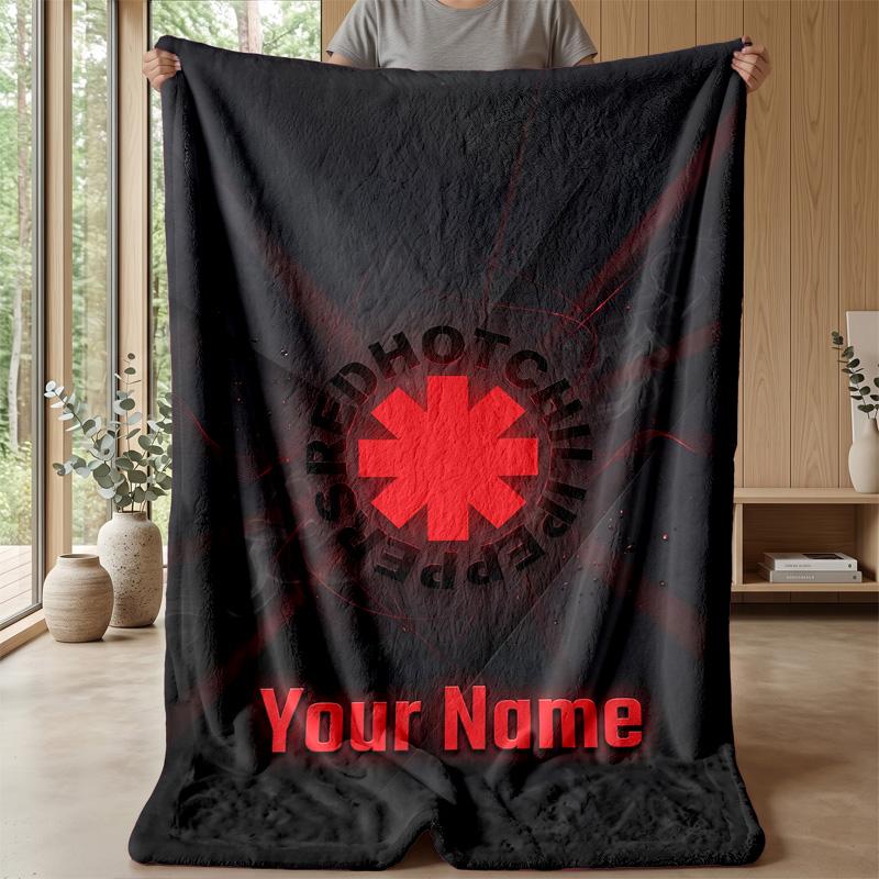 Red Hot Chili Peppers Custom Flannel Throw Blanket Print Your Name Text Soft Warm Blanket Holiday Present