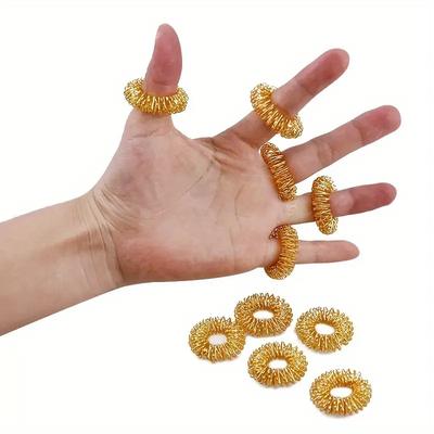 0pcs Acupressure Finger Rings: Spiky Spring Massager for Stress & Tension Relief, Sensory Therapy for Daily Use