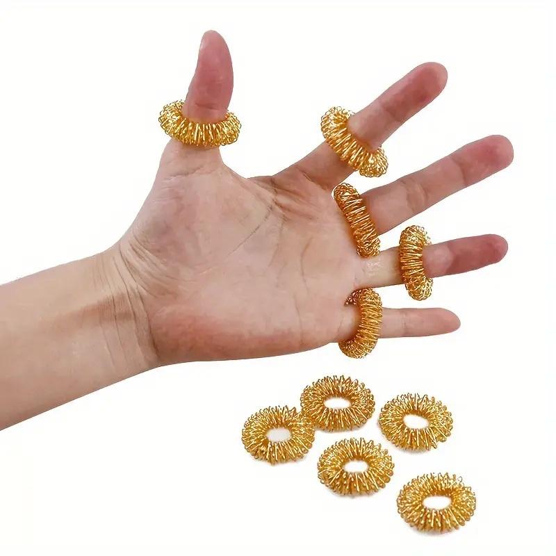0pcs Acupressure Finger Rings: Spiky Spring Massager for Stress & Tension Relief, Sensory Therapy for Daily Use